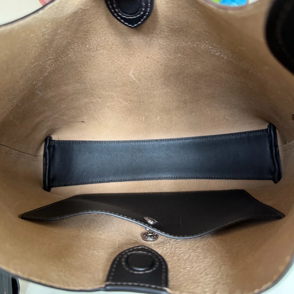 Coach Brooklyn Shoulder Bag 28 In Loved Leather Silver Black Brown CBH44 Ergo - Picture 13 of 16